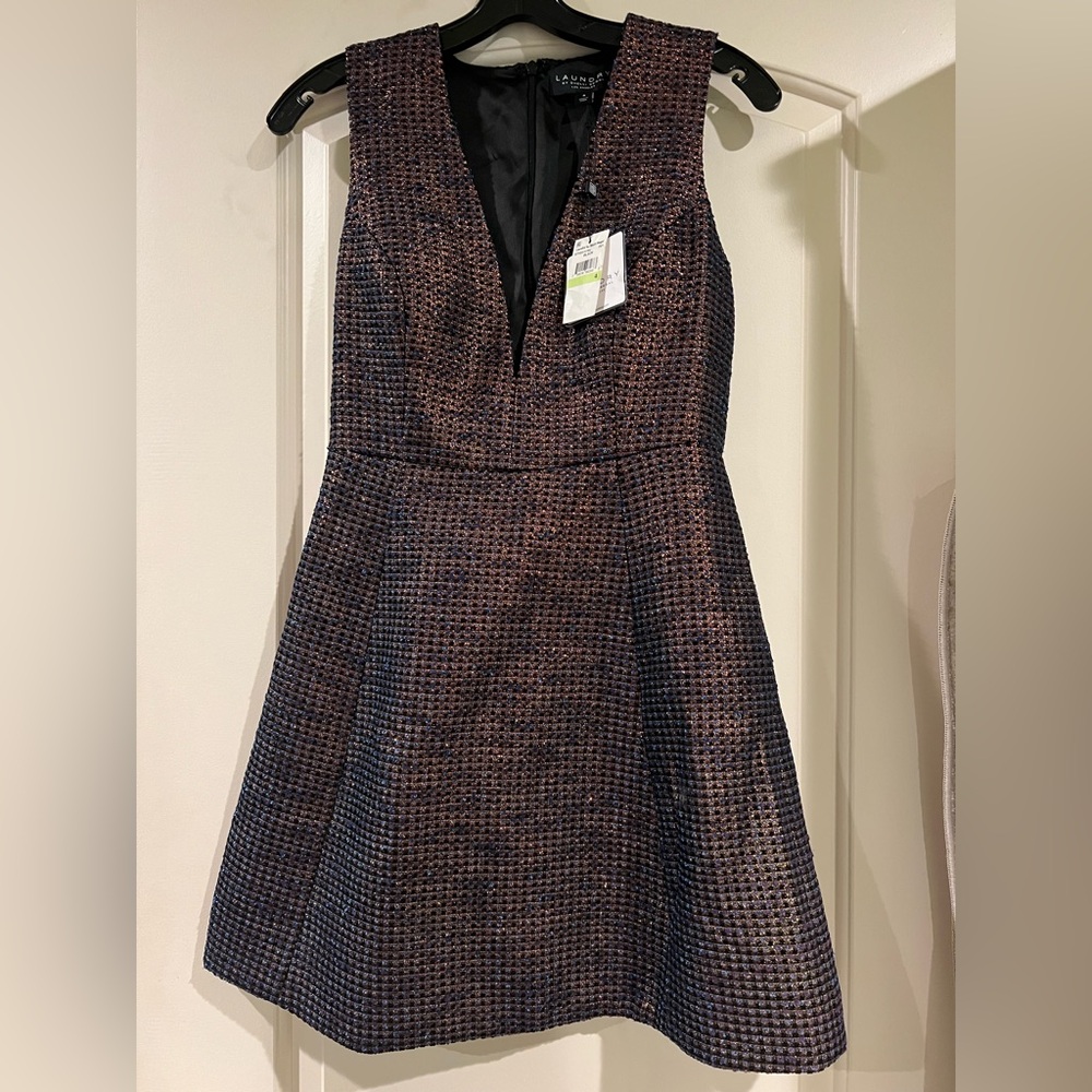 Laundry by Shelli Segal Multicolor Metallic Tweed Cocktail Dress